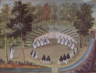 Encontro de freiras em Solitude, de &39;L&39;Abbaye de Port-Royal&39;, c.1710